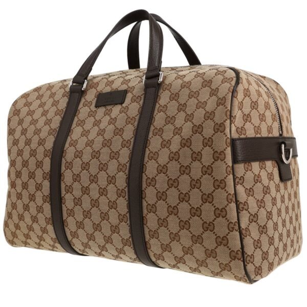 Gucci Boston handbag in brown monogram canvas and brown leather