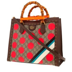Gucci Diana shoulder bag in beige logo canvas and brown leather