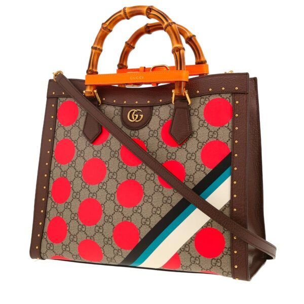 Gucci Diana shoulder bag in beige logo canvas and brown leather