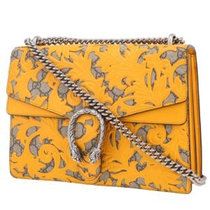 Gucci Dionysus bag worn on the shoulder or carried in the hand in beige and yellow monogram canvas and yellow Veau velours