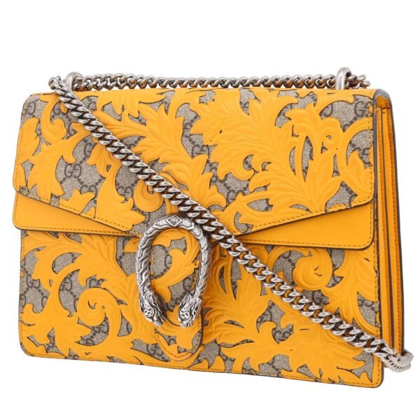 Gucci Dionysus bag worn on the shoulder or carried in the hand in beige and yellow monogram canvas and yellow Veau velours