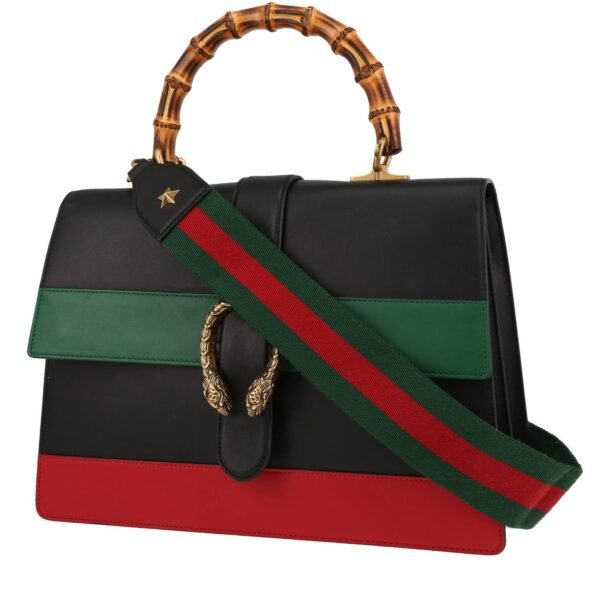 Gucci Dionysus Bamboo shoulder bag in black, green and red leather