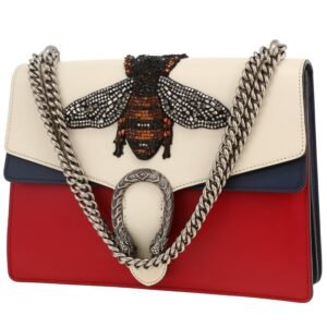 Gucci Dionysus handbag in white, blue and red leather