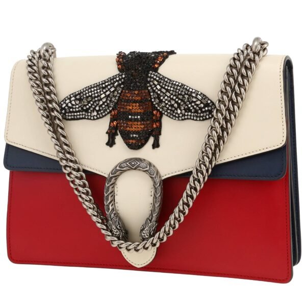 Gucci Dionysus handbag in white, blue and red leather