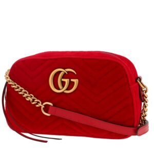 Gucci GG Marmont Camera shoulder bag in red quilted velvet
