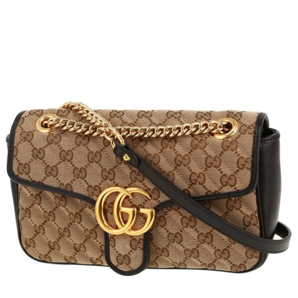 Gucci GG Marmont shoulder bag in beige "sûpreme GG" canvas and black leather