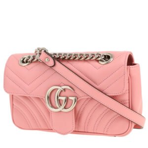 Gucci GG Marmont small model shoulder bag in pink quilted leather