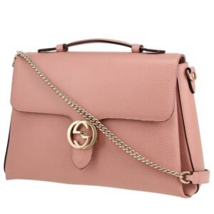 Gucci Interlocking G shoulder bag in pink grained leather
