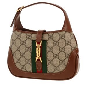 Gucci Jackie mini shoulder bag in beige "sûpreme GG" canvas and brown leather