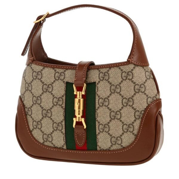 Gucci Jackie mini shoulder bag in beige "sûpreme GG" canvas and brown leather