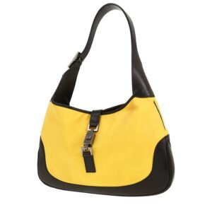 Gucci Jackie vintage handbag in yellow canvas and black leather