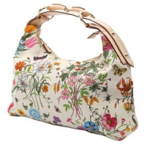 Gucci Mors handbag in white canvas and beige leather