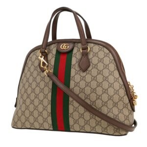 Gucci Ophidia handbag in beige "sûpreme GG" canvas and brown leather