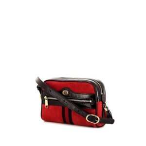 Gucci Ophidia shoulder bag in red suede and black leather