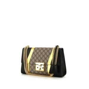 Gucci Padlock shoulder bag in grey, black and gold monogram canvas