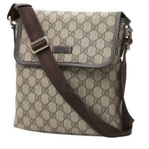 Gucci Suprême GG shoulder bag in beige monogram canvas and brown leather