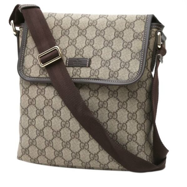 Gucci Suprême GG shoulder bag in beige monogram canvas and brown leather