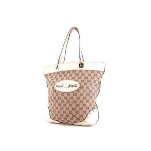 Gucci Vintage shopping bag in beige monogram canvas and white leather