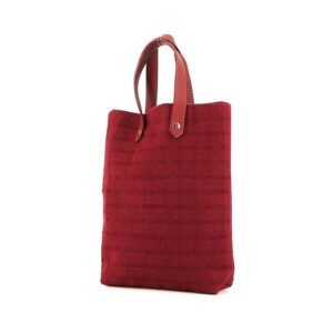Hermès Amedaba shopping bag canvas and red leather