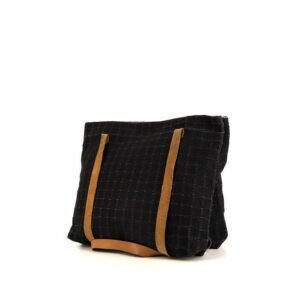 Hermès Amedaba shopping bag in blue canvas and gold leather