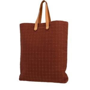 Hermès Amedaba shopping bag in burgundy canvas and gold leather