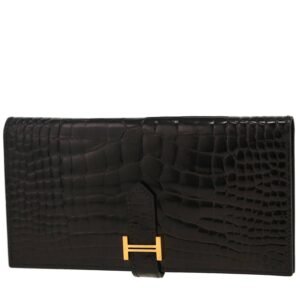 Hermès Bearn wallet in black alligator