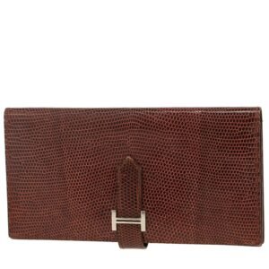 Hermès Bearn wallet in brown lizzard
