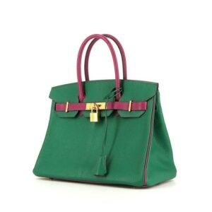 Hermes Birkin 30 cm handbag in green and fuchsia bicolor goat