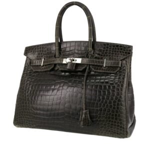 Hermès Birkin 35 cm handbag in anthracite grey porosus crocodile