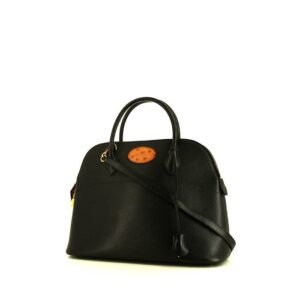 Hermès Bolide 37 cm handbag in black Ardenne leather and gold ostrich leather