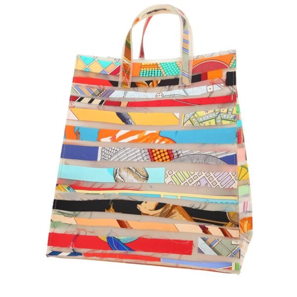 Hermès Cas du Sac handbag in off-white synthetic fabric and multicolor silk