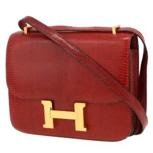 Hermès Constance shoulder bag in red lizzard