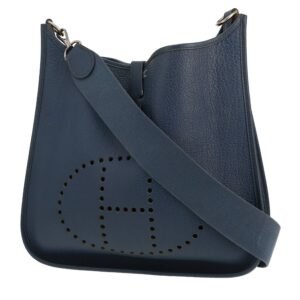 Hermès Evelyne shoulder bag in blue Fjord leather