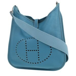 Hermès Evelyne shoulder bag in blue jean togo leather