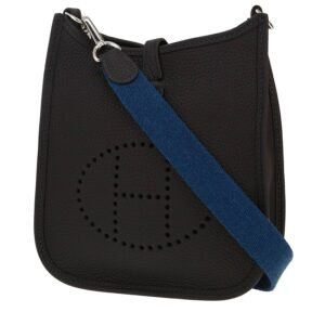 Hermès Evelyne shoulder bag in indigo blue leather taurillon clémence