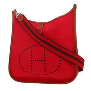 Hermès Evelyne shoulder bag in red felt and gold Barenia leather