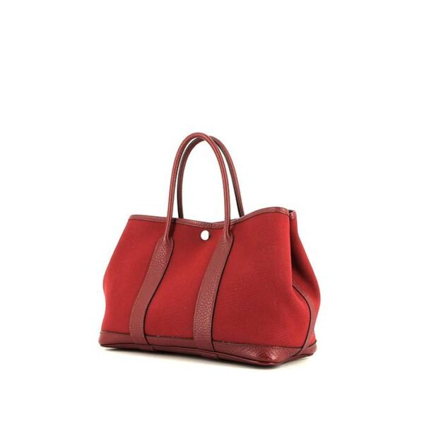 Hermès Garden shopping bag in red H canvas and pomegranate red leather