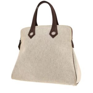 Hermès Heeboo handbag in beige canvas and brown leather
