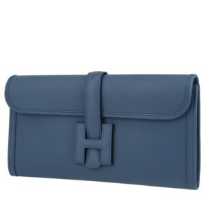 Hermès Jige pouch in blue Swift leather