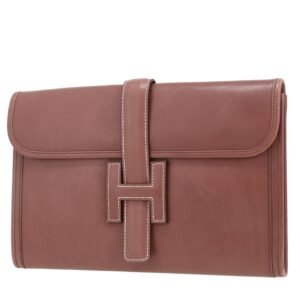 Hermès Jige pouch in brown box leather