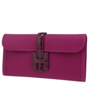 Hermès Jige pouch in purple Anemone Swift leather and purple Amethyst alligator