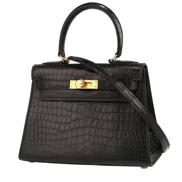 Hermès Kelly 20 cm handbag in black porosus crocodile