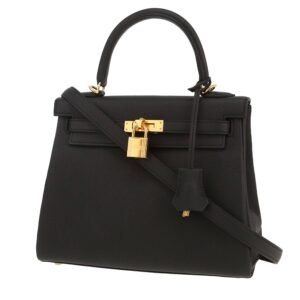 Hermès Kelly 25 cm handbag in black togo leather