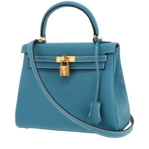 Hermès Kelly 25 cm handbag in blue jean togo leather