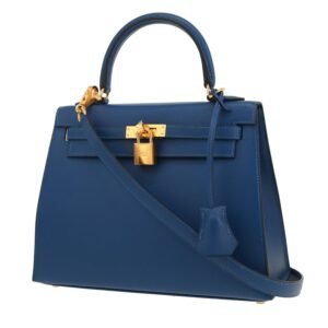 Hermès Kelly 25 cm handbag in blue Madame calfskin