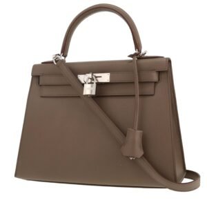 Hermes Kelly 28 cm handbag in grey epsom leather