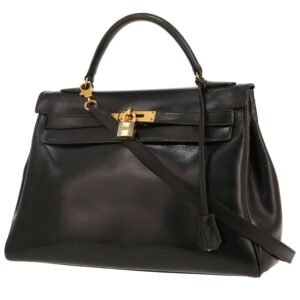 Hermès Kelly 32 cm handbag in black box leather