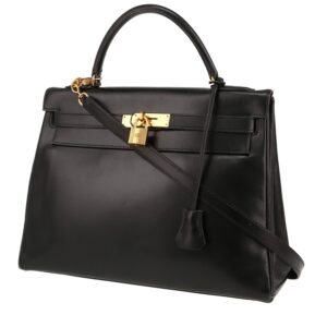 Hermès Kelly 32 cm handbag in black box leather