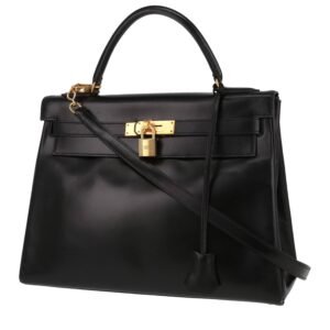 Hermès Kelly 32 cm handbag in black box leather