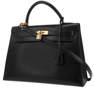 Hermès Kelly 32 cm handbag in black box leather